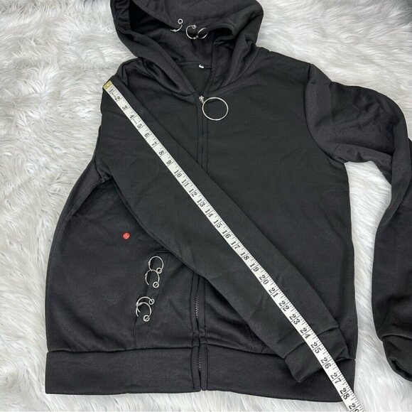 GSB‎ Women’s NWT Black Goth Full Zip Hooded Ring Softshell Sweatshirt XL/C42 - Picture 10 of 11